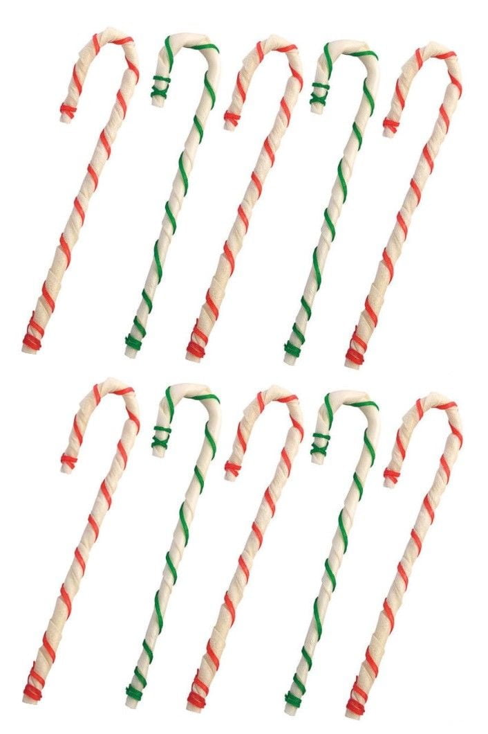8" Holiday Rawhide Candy Cane Beef Chews Dog Treats Gifts Red Green