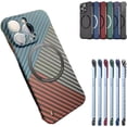 thumbnail image 1 of Funda para teléfono sin marco con textura de fibra de carbono, funda magnética para teléfono con carga inalámbrica para iPhone 14/13/12/11 Pro ProMax (Tricolor A, para iPhone 11Pro Max), 1 of 8