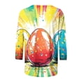 thumbnail image 4 of Bainana Easter T-Shirts For Women Egg Print 3/4 Sleeve Crew Neck Tops Fashion Stylish Ladies Festival Party Playwear Shirts Multicolour Size S, 4 of 5