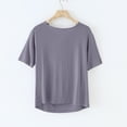thumbnail image 4 of Hvot&aat Women's Summer T Shirts Pleated Cowl Neck Short Sleeve Blouses Solid Color Loose Fit Going Out Tees, 4 of 5