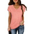 thumbnail image 3 of Camisetas casuales de manga de pétalo de verano con cuello en V para mujer Zhivalor WRMH-1249-4, 3 of 5