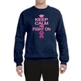 thumbnail image 2 of Keep Calm and Fight On Breast Cancer Awareness Unisex Crewneck Graphic Sweatshirt, Vintage Heather Navy, 2XL, 2 of 3