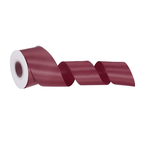 Uxcell 2 Inch 10 Yard Satin Ribbon Grosgrain Thin Solid Silk Wedding Bouquet Ribbon for Valentine's Day Gift Wrapping Cake Box Bows, Dark Purple Red