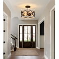thumbnail image 3 of Q&S 3-Lights Modern Farmhouse Ceiling Light Fixture Black and White Birch Finish Round Metal Flush Mount Ceiling Lights for Kitchen Dining Room Bedroom Entryway Corridors, 3 of 8