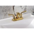 thumbnail image 4 of Kingston Brass KB5612RXL Double-Handle 3-Hole Deck Mount 4-Inch Centerset Bathroom Faucet with Pop-Up Drain in Polished Brass, 4 of 7
