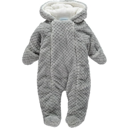 Baby Dove Plush Honeycomb Pram Suit - Grey Grey 3-6 Months