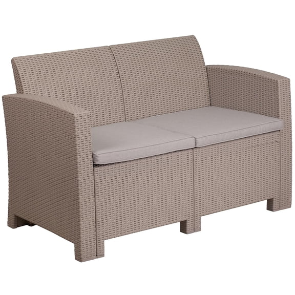 Afuera Living Wicker Patio Loveseat in Light Gray