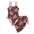thumbnail image 4 of GobdXE Girls Swim Dress One Piece Swimsuit Spaghetti Strap Leopard Print Side Tie Skirted Bathing Suit Summer Beach Swimwear Size:15-16 Years, 4 of 5