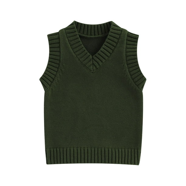 ZAXARRA Kids Knit Sweater Vest Sleeveless V Neck Solid Knit Vest Fall Winter Warm Clothes for Girls Boys