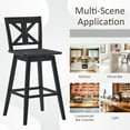 thumbnail image 6 of Costway Set of 2 Bar Stools Swivel Pub Height Chairs w/ Rubber Wood Legs Black, 6 of 8