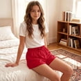 thumbnail image 5 of Girls Shorts Satin Elastic Waisted Casual Comfy Lounge Short with Bowknot Summer Sleepwear Size 5-14, 5 of 7