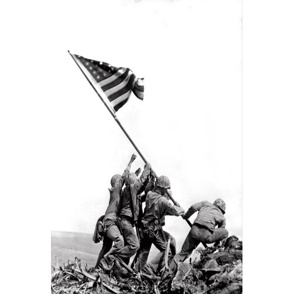 Iwo Jima Flag Raising Marines 1945 Poster for Home Decor Wall Art 12x18Inch,30x46cm Frameless Gift