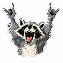 Rockin’ Raccoon Car Sticker – Funny Animal Decal, Cute Vinyl for Cars, Trucks, Laptops, Windows, Waterproof Weatherproof Outdoor Sticker, Rock Hand Sign Cartoon Auto Decor