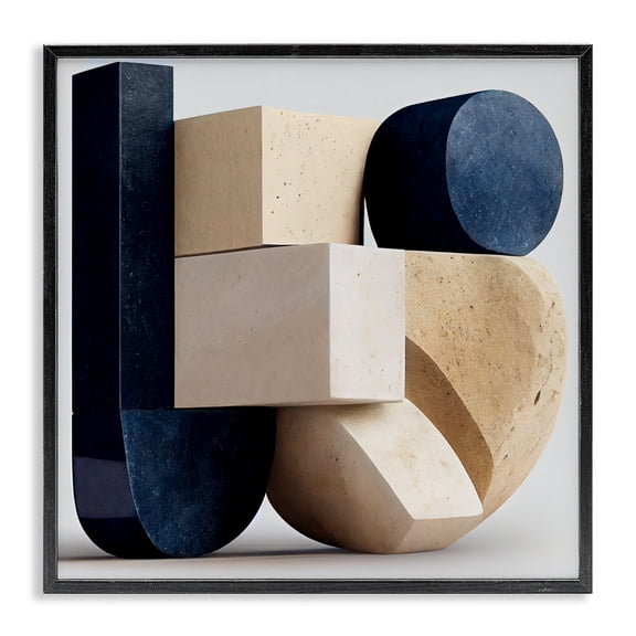 Shapes Of Things Geometric Contour Black Framed Giclee Art, design by Sasha