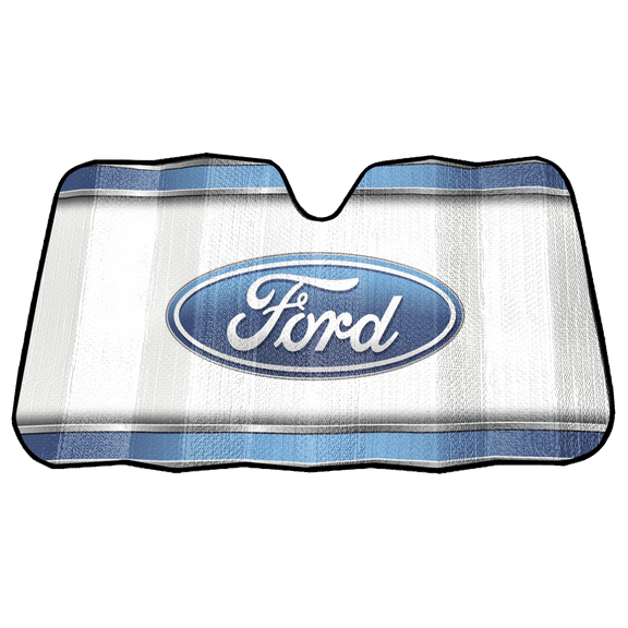 Plasticolor Ford 58” x 27.5” Universal Fit Accordion Automotive Sunshade, White, 1 Pk
