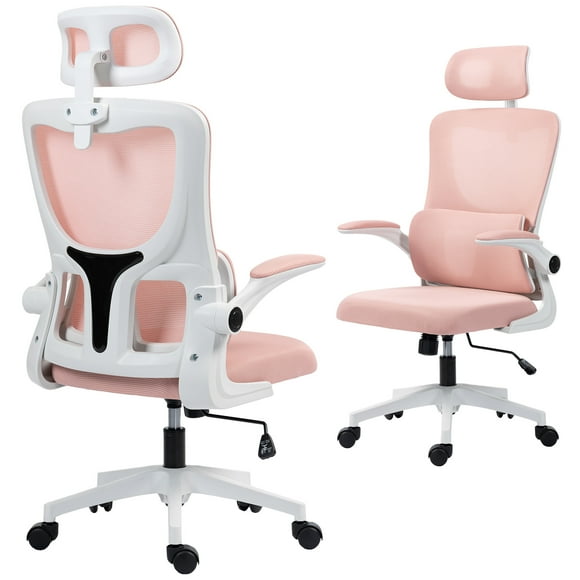Vinsetto Chaise de Bureau en Maille avec Appui-Tête Réglable, Support Lombaire, Rose