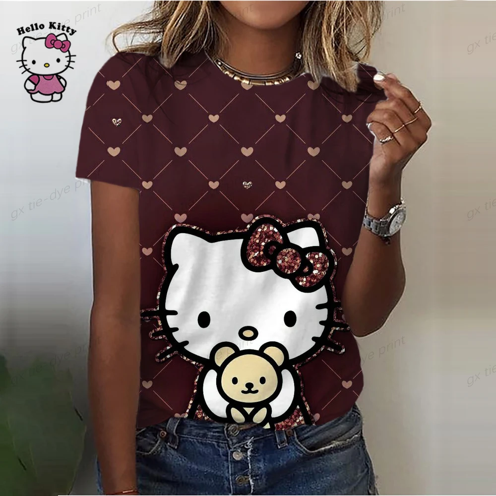 Summer Women Hello Kitty T-shirt 3D Fashion Printing