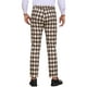 thumbnail image 3 of Pantalones de Patrón Argyle INSPIRE CHIC para Hombre, Pantalones Retro de Frente Plano, Pantalones de Cuadros 38 Marrón Caqui, 3 of 6