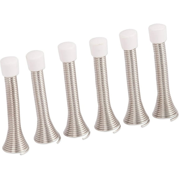 Spring Wall Door Stops 6 Pack Metal Door Stoppers with Screws and Wall Fix Bases Plates Wall Protectors Chrome Finish 6Pcs Wall Mounted