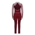 thumbnail image 4 of dPois Combinaison de Danse Intégrale pour Filles avec Strass Manches Longues Bourgogne 6, 4 of 5
