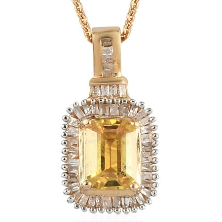 Shop LC 925 Sterling Silver Octagon Sapphire White Diamond Halo Necklace Vermeil Yellow Gold Plated Pendant Bridal Anniversary Engagement Wedding Size 20" Ct 1.3 Jewelry For Her