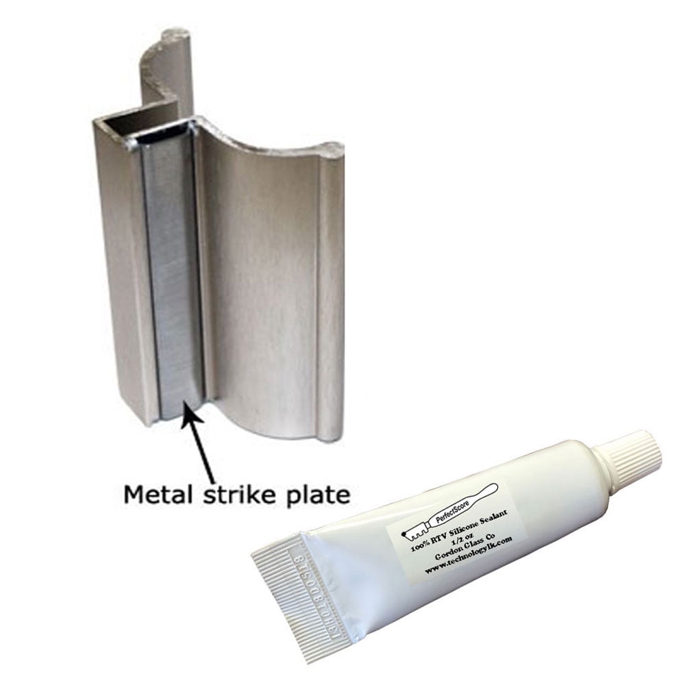 Stainless Steel Strike Plate for Frameless Shower Door Slip-On Handle
