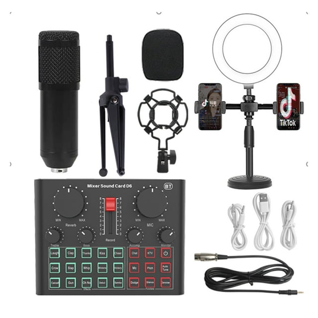 Loomza D6 Carte Son Sans Fil Microphone à Condensateur Kits Multi-Microphones de Table