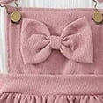 thumbnail image 5 of CAICJ98 Toddler Baby Girl Outfits Long Sleeve Ribbed T-Shirt Bow Overall Dresses Suspender Skirt Set Fall Winter Clothes (Red,12-18 Months), 5 of 7
