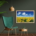 thumbnail image 2 of Sunflower Wall Art with Frame, Fresh Sunflowers Field Under Clear Sky Clouds Countryside Farm Picture, Printed Fabric Poster for Bathroom Living Room, 35" x 23", Blue Green Yellow, by Ambesonne, 2 of 2