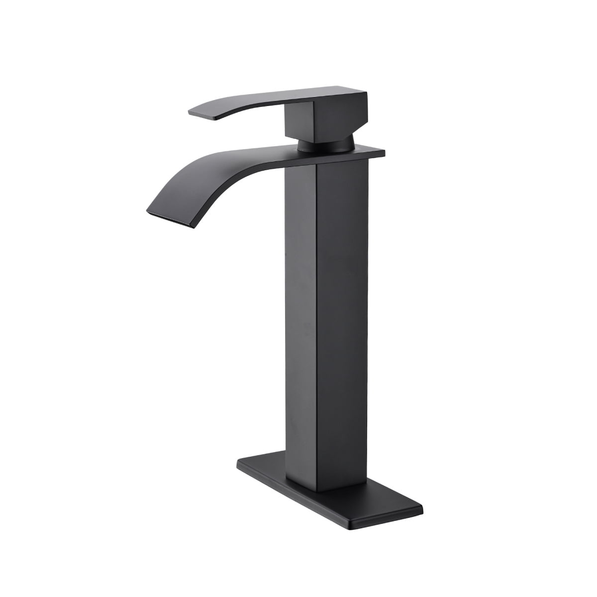 Waterfall Spout Single Handle Bathroom Sink Faucet   Brushed Nickel Finish  Lead-Free Stainless Steel for Modern Vanity
