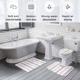 thumbnail image 5 of Pink Grey Striped Bath Mat 3 Piece Bathroom Rug Set, Geometric Vertical Stripes Minimalist Non Slip Bath Rug Contour Mat and Toilet Lid Cover, Absorbent Shower Mats Soft Bath Rugs and Mats Sets, 5 of 8