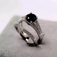 thumbnail image 2 of 2.50CT Round Cut Black Diamond Engagement Bridal Set Ring 14K White Gold Plated, 2 of 2