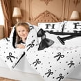 thumbnail image 4 of meiyoeat Cute Coquette Bow 7 Pieces Full Size Bedding Sets For Kids,Black Ribbon Bowtie Initial Letter H Full Size Bed in a Bag,Black Reversible, 4 of 7