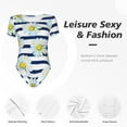 thumbnail image 6 of Haiem Daisy Striped Nautical Women's Crew Neck Short Sleeve Bodysuit Tops Stretchy Slim Basic-Large, 6 of 9