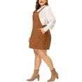 thumbnail image 4 of GRACE & GRANDEUR Women's Plus Size High Waist A-Line Suede Overall Suspender Dress 4X Brown, 4 of 6