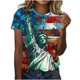 thumbnail image 2 of Cavosen Patriotic Shirts for Women Petite 4th of July Short Sleeve Round Neck Shirts American Flag Print Shirts Lady XL Red White and Blue Casual Tops Patriotic Tunic Tees 2025 Patriotic Blouses, 2 of 5