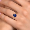 thumbnail image 4 of Gem Stone King 14K Two Tone Gold Blue Created Sapphire and Lab Grown Diamond Engagement Ring for Women | 3.46 Cttw | Oval 10X8MM | Gemstone September Birthstone | Size 6, 4 of 6