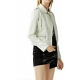 thumbnail image 2 of Celebrity Women's White Lambskin Leather Jacket Motorcycle Slim Fit Biker W501, 2 of 4