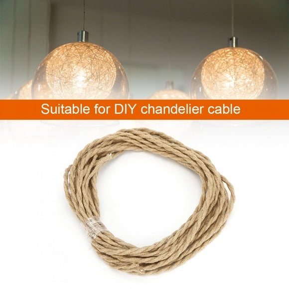 Vintage Hemp Rope Twisted Pair Electrical Wire Cord Cable DIY Accessories for Chandelier Light2 Meters