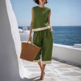 thumbnail image 2 of DHFJKG Linen Sets For Women 2 Piece Summer Outfit Sleeveless Color Block Loose Fit Tank Top And Capri Pants Set Beach Vacation Outfits, 2 of 4