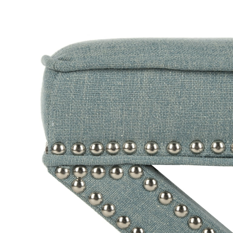 希少　Safavieh Palmer Ottoman　オットマン　グレー SAFAVIEH Palmer Ottoman Silver Nail Head Sky Blue - Walmart.com
