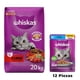 thumbnail image 1 of Whiskas Original Carne 20 kg + Caja Whiskas Sobre Gato Fillets Atun 85 g (12 Pzas, 1 of 4