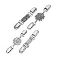 thumbnail image 2 of 4pcs Sweater Shawl Clips Duckbill Clips Dresses Cardigan Collar Clips Flower Patterns Clip For Women Girls (each 1pc For Floral Pattern + Silver With, 2 of 2