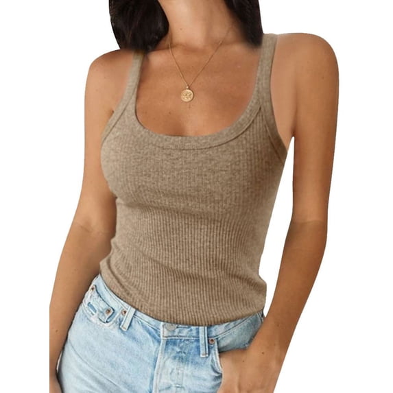 PALACLOTH Woman Sleeveless Racerback Tank Top with Scoop Neck