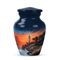 Lighthouse Keepsake Urns For Human Ashes For Boy, Orange Small Urn For Mom And Dad, Blue Keepsake Urns For Human Ashes Adult Female Small, Miniature 3 Inch