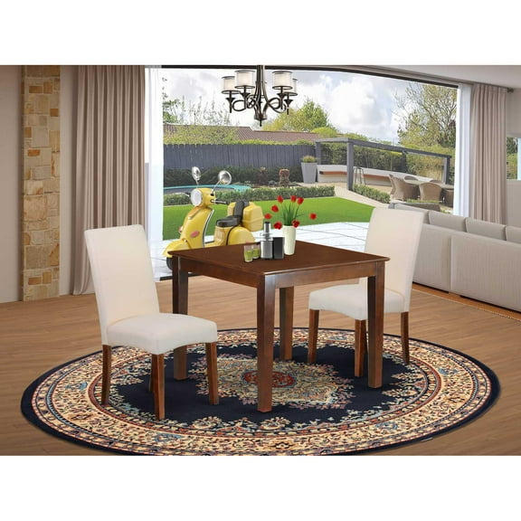 East West Furniture Dining Room Set Mahogany, OXDR3-MAH-01