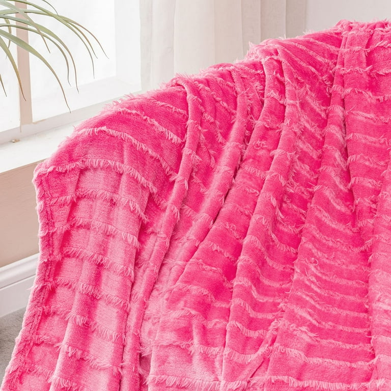 Exclusivo Mezcla Soft Throw Blanket, Large Fleece Fuzzy Blanket, Decorative  Tassel Plush Throw Blanket for Couch/Sofa/Bed, 50x60 Inches, Hot Pink -  Walmart.com