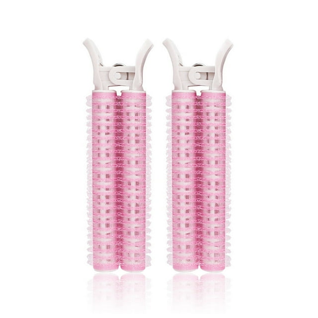 Clips Moelleux de Racine de Cheveux Franges Coiffure Épingles à Cheveux Paresseux Femmes Bouclés Tube Portable Voyage Rouleaux de Bigoudis Lavables 2PCS Rose