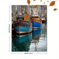 thumbnail image 3 of Fishing Boats Harbor Canvas Painting，Coastal Nautical Wall Decor for Living Room Bedroom Office Home, 3 of 8