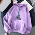 thumbnail image 3 of Sweat à Capuche pour Femmes Mode Femmes Décontracté Imprimé T-shirt à Manches Longues Chemisier Col Rond Casual Tops Pull-Over Cordon de Serrage Sweatshirt, 3 of 4